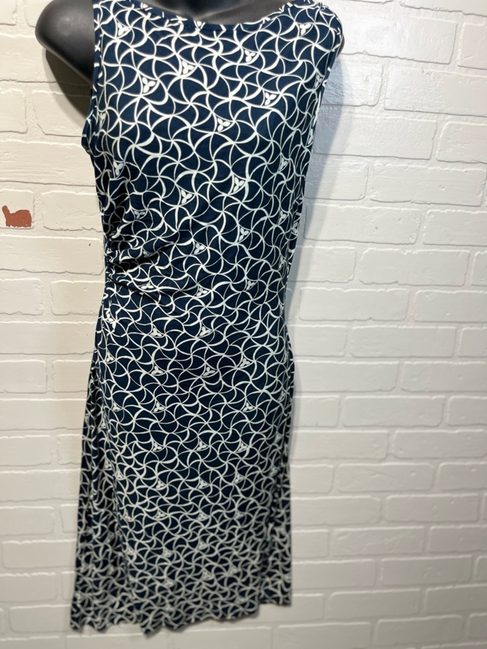 Diane Von Furstenberg Navy and White Geometric Midi Dress